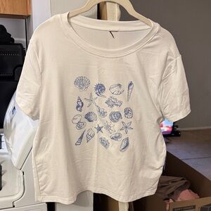 Blue Seashell Print Women's Top
